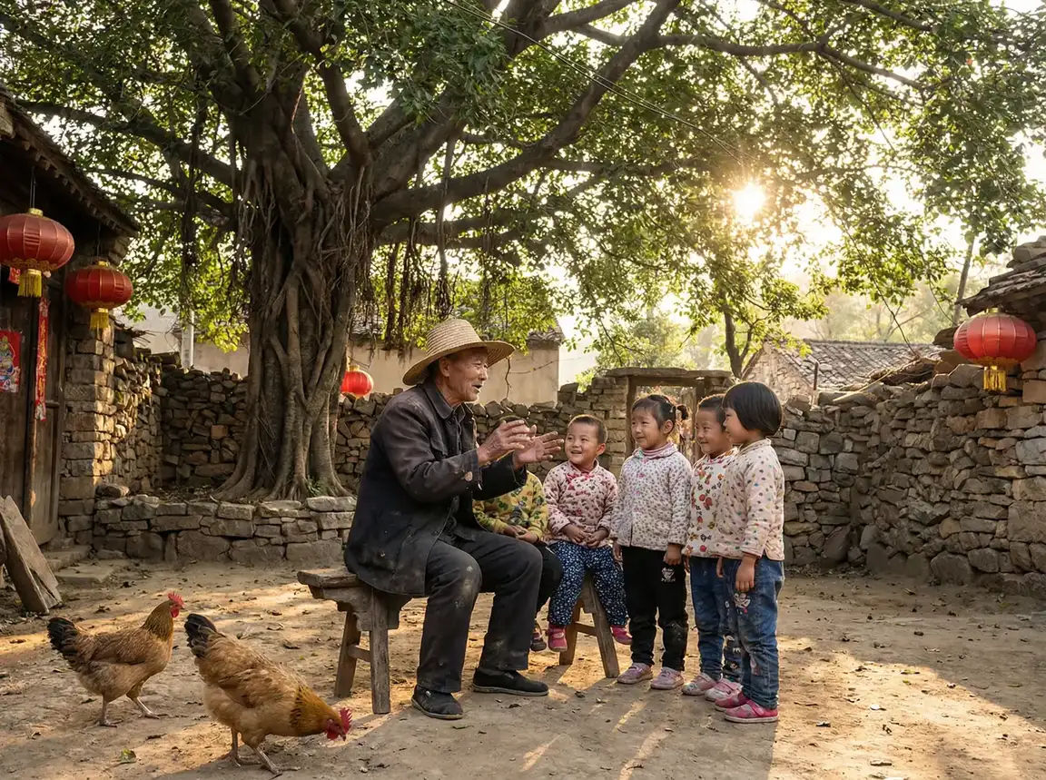 老人在大榕树下给孩子们讲故事 - 啄木鸟满天星系列电影在线观看 乡村记忆